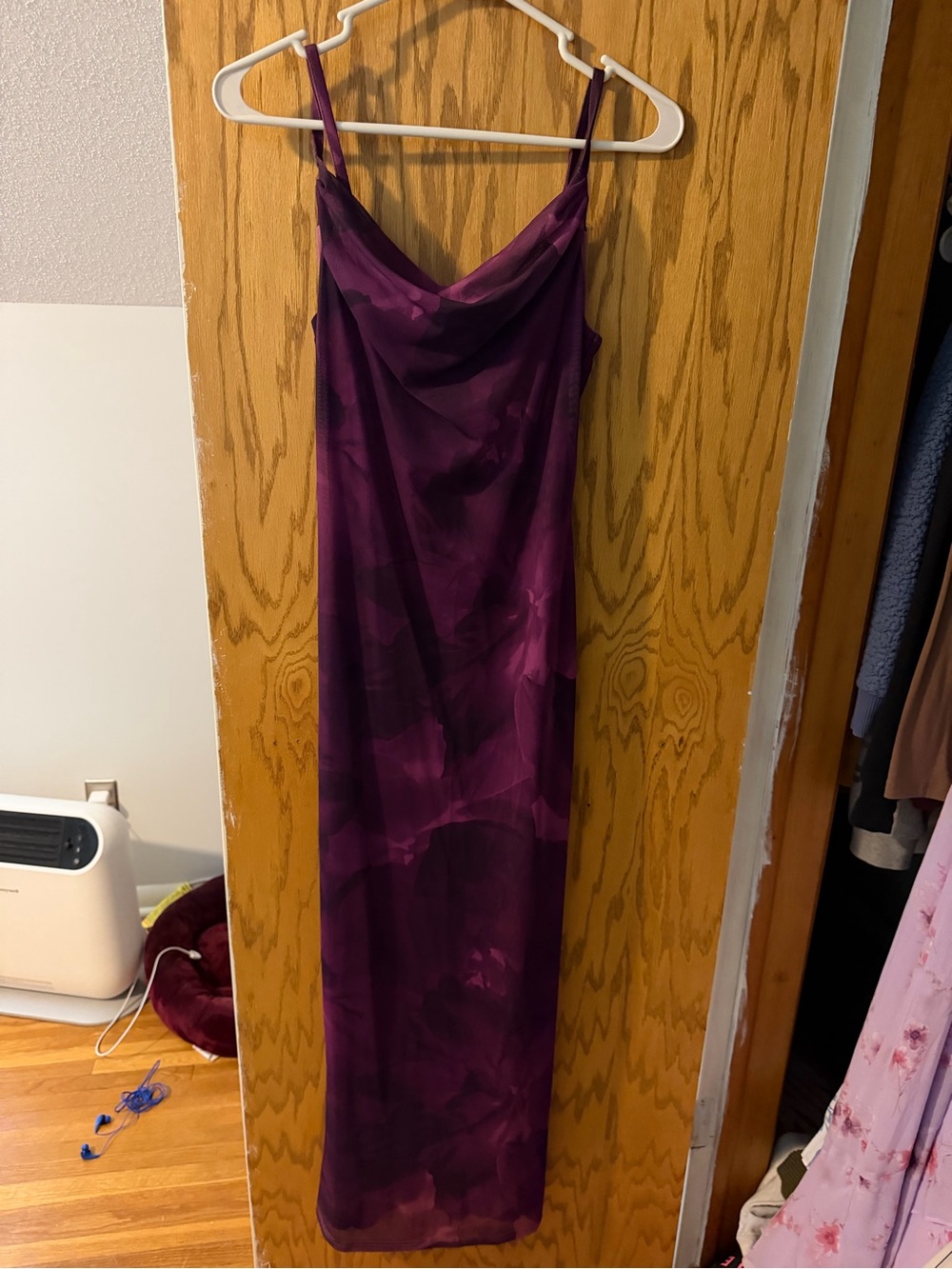 PRETTYGARDEN Purple Floral Spaghetti-Strap Maxi Dress - Picture 3 of 4